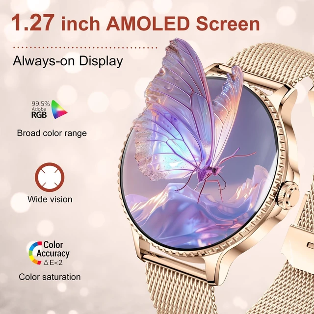 Alt view image 2 of 7 - Smart Watches for Women (Answer/Make Calls),1.27" AMOLED Rose Gold Smartwatch with Heart Rate/Sleep Monitor,120+ Sport Modes Fitness Tracker with Bluetooth for iOS/Android