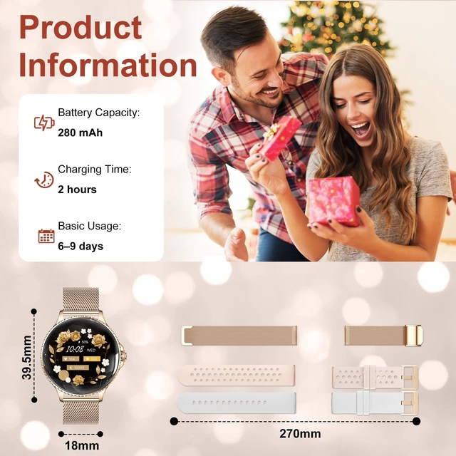 Alt view image 3 of 7 - Smart Watches for Women (Answer/Make Calls),1.27" AMOLED Rose Gold Smartwatch with Heart Rate/Sleep Monitor,120+ Sport Modes Fitness Tracker with Bluetooth for iOS/Android