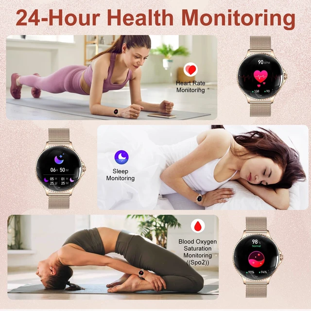 Alt view image 5 of 7 - Smart Watches for Women (Answer/Make Calls),1.27" AMOLED Rose Gold Smartwatch with Heart Rate/Sleep Monitor,120+ Sport Modes Fitness Tracker with Bluetooth for iOS/Android