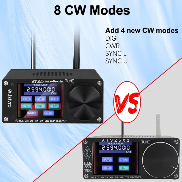 Alt view image 4 of 7 - SI4732 ATS-25 max-Decoder Full-Band Radio Receiver, Built-in Morse Code and Digital Communication decoder Support CW RTTY FT4 FT8 LSB SW4.17 Version