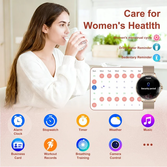Alt view image 6 of 7 - Smart Watches for Women (Answer/Make Calls),1.27" AMOLED Rose Gold Smartwatch with Heart Rate/Sleep Monitor,120+ Sport Modes Fitness Tracker with Bluetooth for iOS/Android