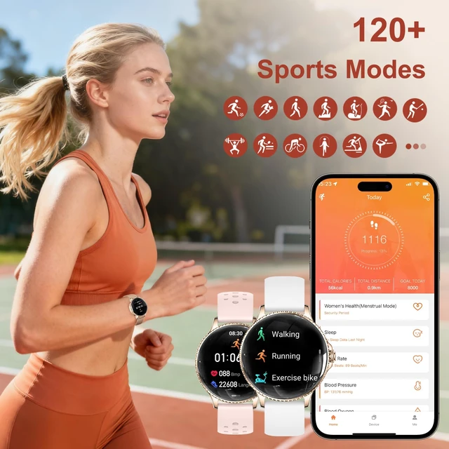 Alt view image 7 of 7 - Smart Watches for Women (Answer/Make Calls),1.27" AMOLED Rose Gold Smartwatch with Heart Rate/Sleep Monitor,120+ Sport Modes Fitness Tracker with Bluetooth for iOS/Android
