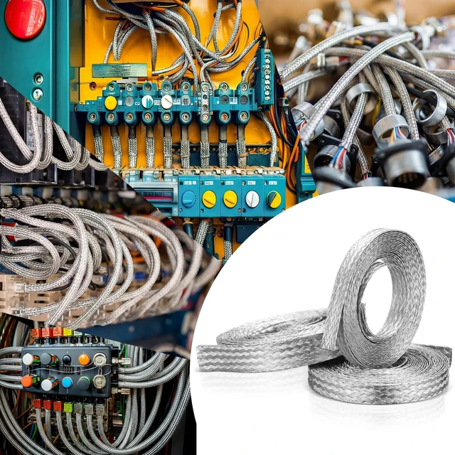 Alt view image 7 of 7 - Silver 3 Rolls Tinned Copper Braid Cable Shielding Sleeve
