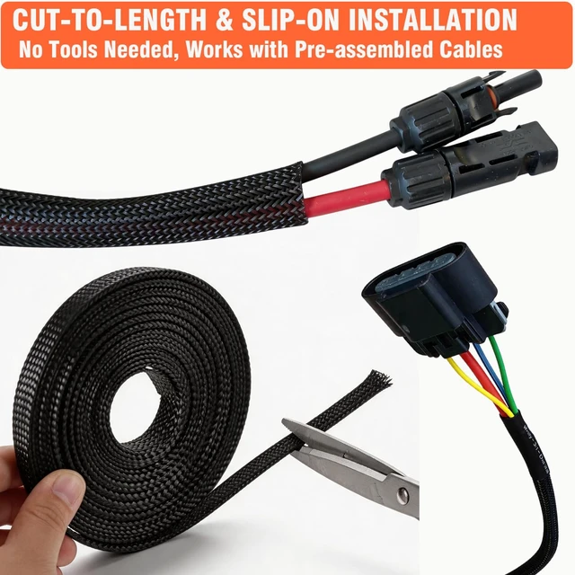 Alt view image 5 of 7 - 100ft 1/2 inch PET Expandable Braided Cable Sleeve Black Wire Loom for Automotive, Audio, Video, Home Theater & Office Cable Management (Black, 1/2inch-100ft)