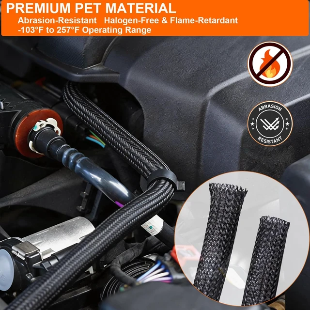Alt view image 4 of 7 - 100ft 1/2 inch PET Expandable Braided Cable Sleeve Black Wire Loom for Automotive, Audio, Video, Home Theater & Office Cable Management (Black, 1/2inch-100ft)