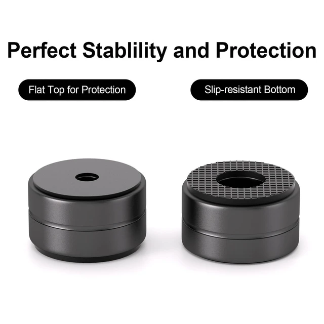 Alt view image 5 of 6 - Aluminum Speaker Isolation Feet with Dual-Sided Silicone Pads, Black 4PCS 30*17mm PC Case Feet with 6-32/M4/M6 Screws, Non-Slip Riser Feet for Turntable, Subwoofer, Amplifiers, Audio Equipment