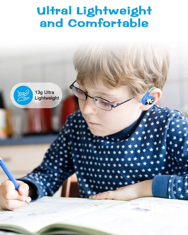 Alt view image 4 of 7 - Kids Headphones, Open Ear Earbuds w/Mic for Call Study Travel 13g Ultra-Light Comfort, Wireless Bluetooth 5.4 Headset with 85dB Healthy Volume Control Protect Hearing, 10H Playtime