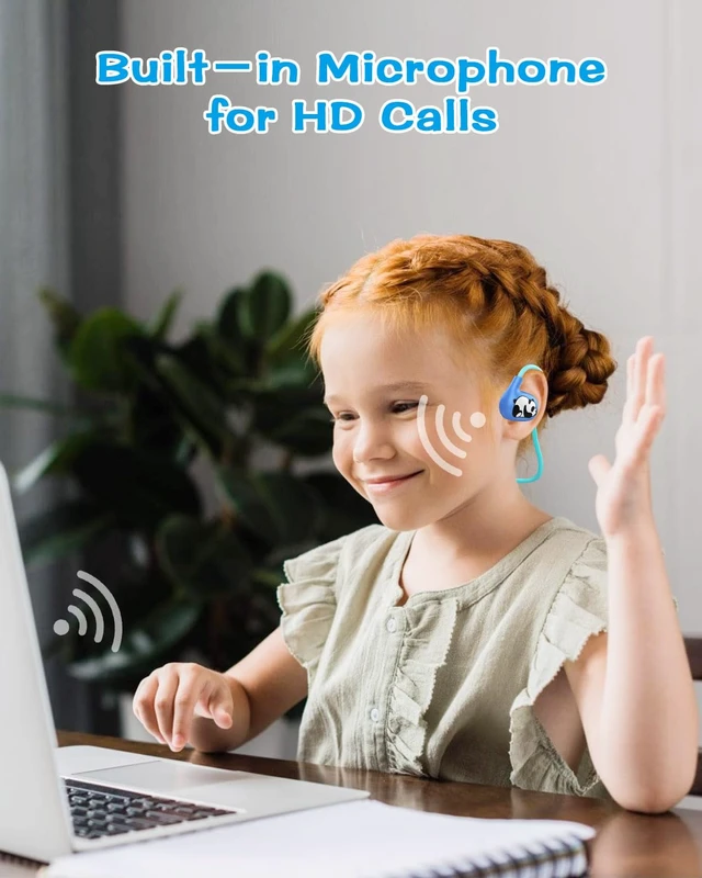 Alt view image 7 of 7 - Kids Headphones, Open Ear Earbuds w/Mic for Call Study Travel 13g Ultra-Light Comfort, Wireless Bluetooth 5.4 Headset with 85dB Healthy Volume Control Protect Hearing, 10H Playtime