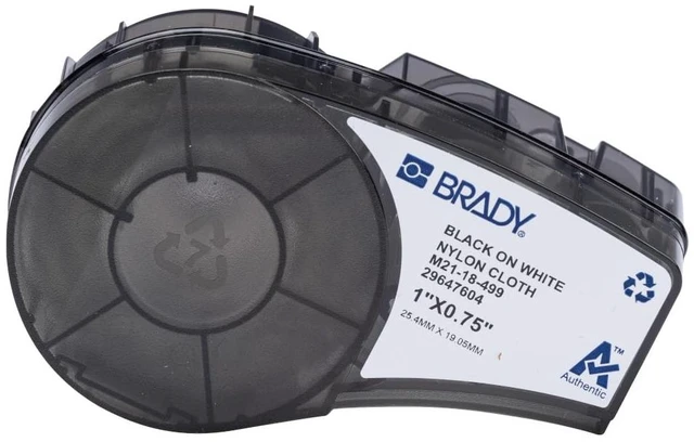 Main image of Authentic (M21-18-499) Pre-Sized High-Adhesion Nylon Labels for Equipment, General ID, Lab, Wire/Cable, Black on White Material - Designed for M210, M210-LAB, and M211 Printers, 0.75" H x 1" W