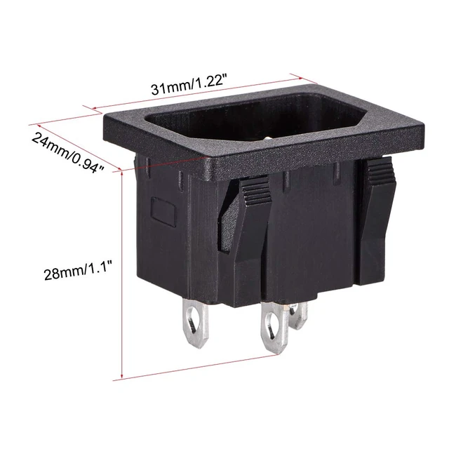 Alt view image 2 of 3 - C14 Panel Mount Plug Adapter AC 250V 10A 3 Pins IEC Inlet Plug Power Connector Socket Straight Pack of 10