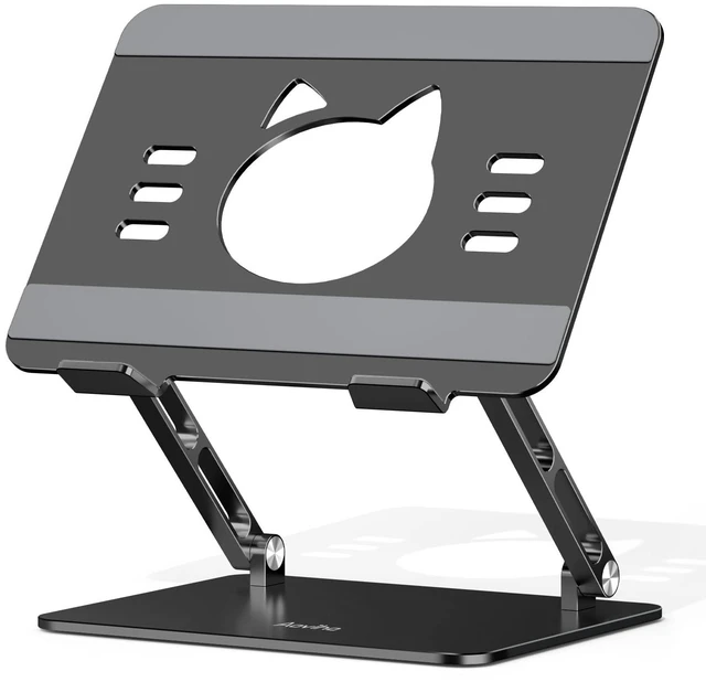 Main image of Laptop Stand for Desk, Adjustable Foldable Aluminum Laptop Riser for 1017.3 Inch Laptops Sturdy Ergonomic Computer Holder, Supports Up to 22 lb, Cooling Vent, Black