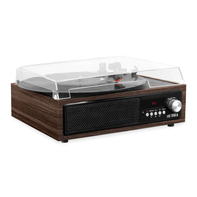 Alt view image 2 of 2 - 3-in-1 Bluetooth Record Player with Built in Speakers and 3-Speed Turntable, Espresso