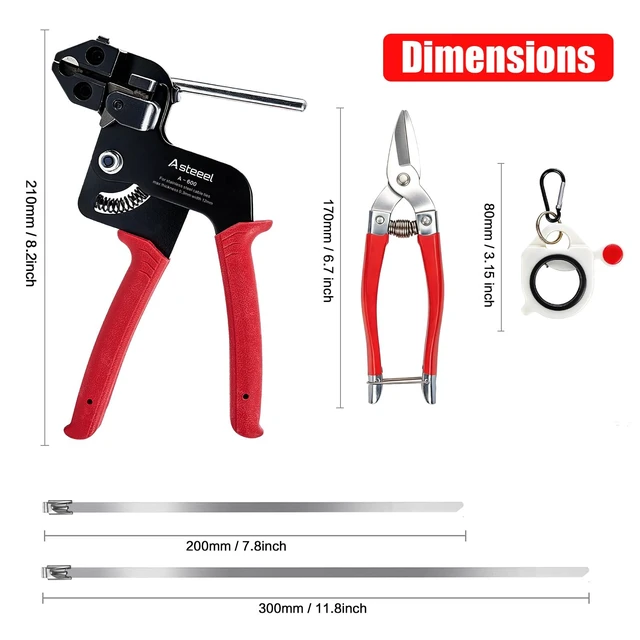 Alt view image 2 of 7 - Metal Zip Ties Tool KitWith 200pcs 304 Stainless Steel Zip Ties Heavy Duty Includes Metal Zip Ties and Metal Cable Tie Gun For Fastening and Cutting Cable Ties, for Fence Exhaust Pipe Farm Outdoor