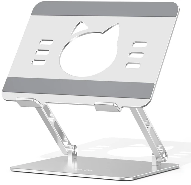 Main image of Laptop Stand for Desk, Adjustable Foldable Aluminum Laptop Riser for 1017.3 Inch Laptops Sturdy Ergonomic Computer Holder, Supports Up to 22 lb, Cooling Vent, Silver