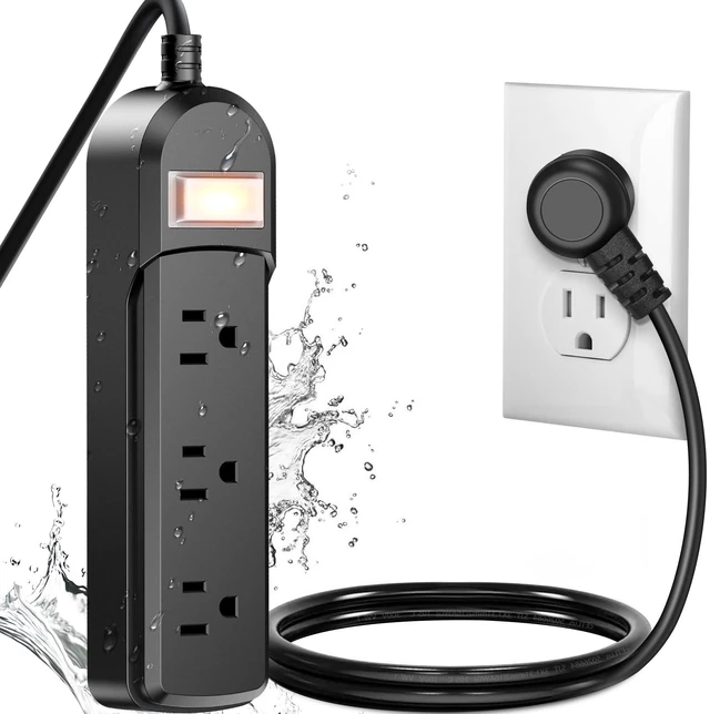 Main image of Outdoor Power Strip Weatherproof, 3 AC Outlets 3FT Extension Cord Wall Mountable, On/Off Switch, 13A/1625W Heavy Duty, for Patio Garden RV Outdoor