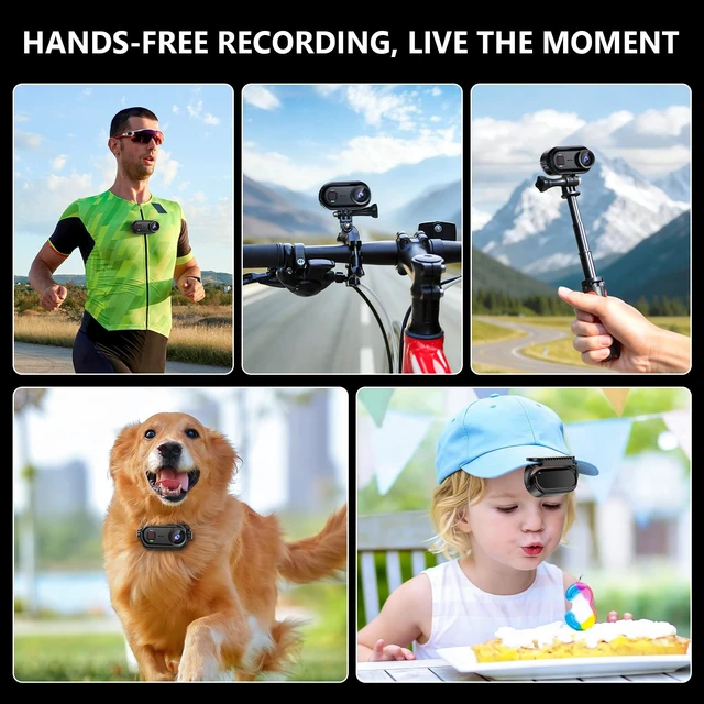 Alt view image 6 of 7 - 4K Mini Action Camera with WiFi, 64GB Wearable Thumb Body Camera, 150° POV Sports Camera with EIS Stabilization, 33FT Waterproof, Magnetic Clip Mount, 300 Min Battery Life for Bike, Travel, Pet, Vlog