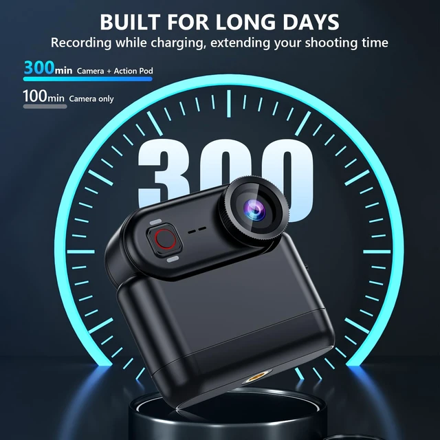 Alt view image 7 of 7 - 4K Mini Action Camera with WiFi, 64GB Wearable Thumb Body Camera, 150° POV Sports Camera with EIS Stabilization, 33FT Waterproof, Magnetic Clip Mount, 300 Min Battery Life for Bike, Travel, Pet, Vlog