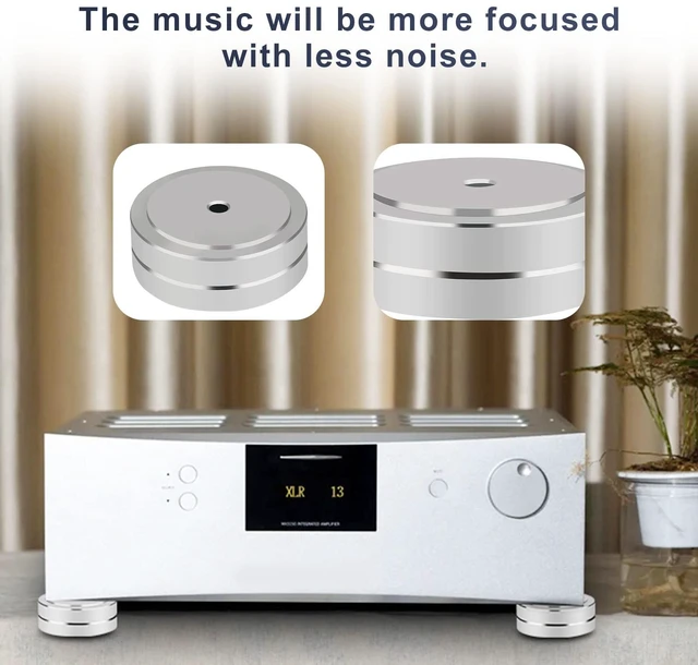 Alt view image 4 of 7 - Speaker Isolation Feet 4Pcs 40x15mm Load 400KG Aluminum Audio feet(Silver) Turntable Feet with Non-Slip Rubber Rings/Adhesive/Screws for Audio,Speakers,Subwoofers,Amplifier,Turntable,DAC