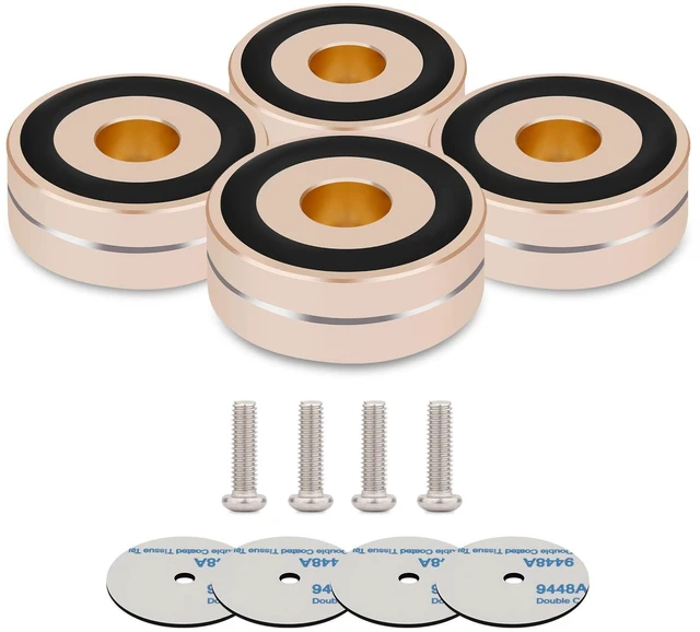 Main image of Speaker Isolation Feet 4Pcs 40x15mm Load 400KG Aluminum Audio feet(Gold) Turntable Feet with Non-Slip Rubber Rings/Adhesive/Screws for Audio,Speakers,Subwoofers,Amplifier,Turntable,DAC