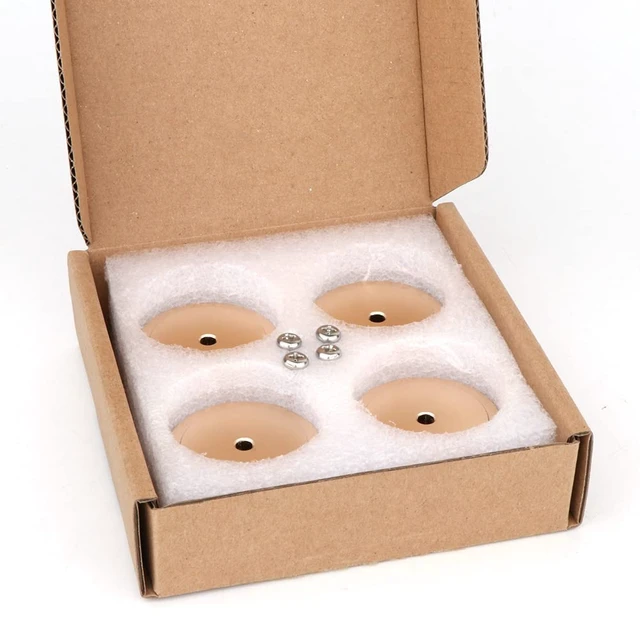 Alt view image 7 of 7 - Speaker Isolation Feet 4Pcs 40x15mm Load 400KG Aluminum Audio feet(Gold) Turntable Feet with Non-Slip Rubber Rings/Adhesive/Screws for Audio,Speakers,Subwoofers,Amplifier,Turntable,DAC