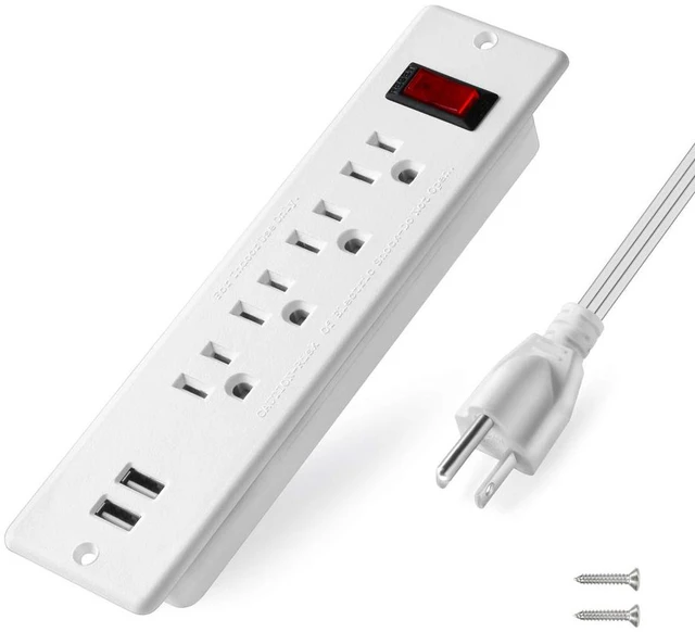 Main image of USB Power Strip Recessed Power Socket Mountable Outlet Extender Multiple Protection 4 Outlet 2 USB Built in Conference Desk Workbench