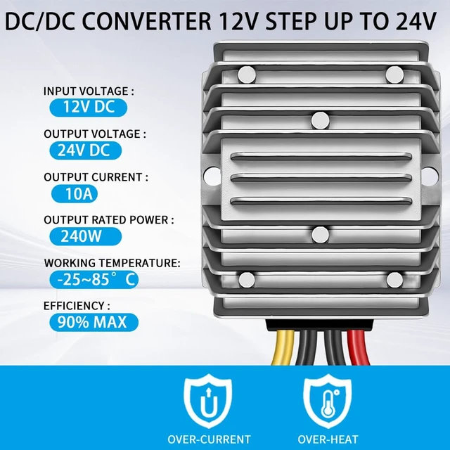 Alt view image 5 of 7 - DC 12v to 24v Step up Converter Regulator 10A 240W, DC Converter 12V Step Up to 24V, 24Volt Transformer, Power Supply Module Boost Transformer for Car Truck Vehicle Boat