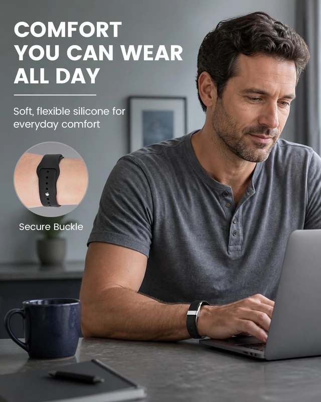 Alt view image 2 of 7 - 2 Pack Silicone for Hume Band Replacement Strap for Hume Band 1.0 Men Women Water-Resistant Wristband for Hume Health Band 1.0, Soft Smooth Waterproof Adjustable Sport Strap, Pin-and-Tuck closure