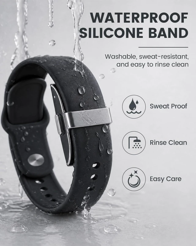 Alt view image 4 of 7 - 2 Pack Silicone for Hume Band Replacement Strap for Hume Band 1.0 Men Women Water-Resistant Wristband for Hume Health Band 1.0, Soft Smooth Waterproof Adjustable Sport Strap, Pin-and-Tuck closure