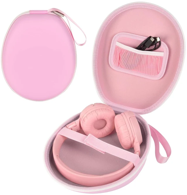 Main image of Hard Headphone Case for JBL/for Sony/for Beats/for Anker for Bose/ for Apple/ for JLab, Elastic Strap, Mesh Pocket, Nylon, Home, Travel, Luggage, Commuting, Case Only, Pink