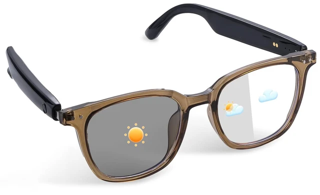 Main image of Smart Glasses for Men & Women, Bluetooth Glasses with Speakers Open Ear Speakers, Hands-Free Music & Calls, Voice Control, Photochromic Sunglasses for Working, Cycling,Driving,Travel-Blown