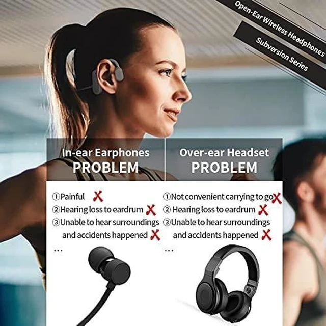 Alt view image 2 of 7 - Open Ear Wireless Sports Headphones, Bluetooth 5.0 Waterproof Sweatproof Headset with Mic for Sport Jogging Running Driving Cycling Hiking Indoor and Outdoor Use Gray
