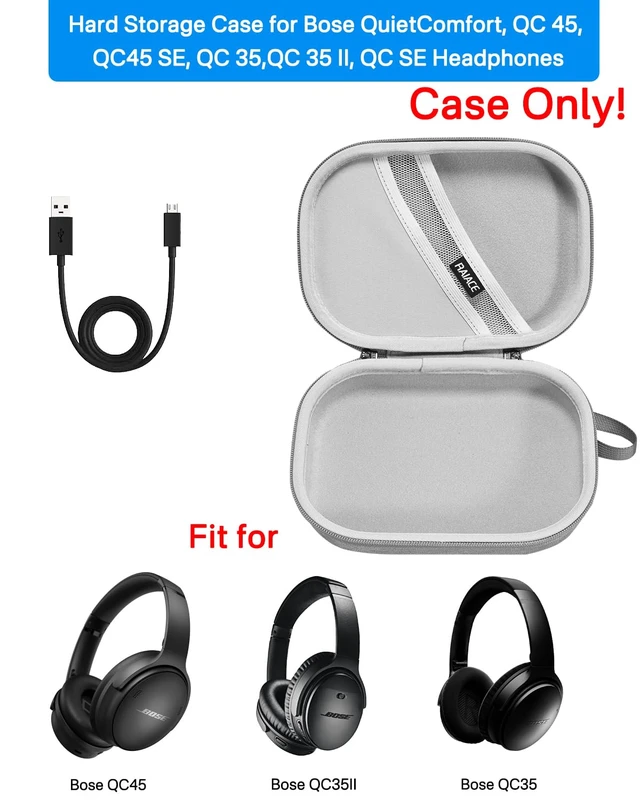 Alt view image 2 of 7 - Hard Storage Case Compatible with Bose QuietComfort, QC 45, QC45 SE, QC 35,QC 35 II, QC SE Headphones, Travel Carrying Bag. (Case Only)-Gray(Gray Lining)