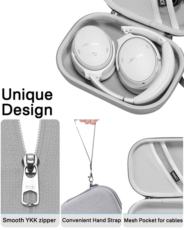 Alt view image 3 of 7 - Hard Storage Case Compatible with Bose QuietComfort, QC 45, QC45 SE, QC 35,QC 35 II, QC SE Headphones, Travel Carrying Bag. (Case Only)-Gray(Gray Lining)