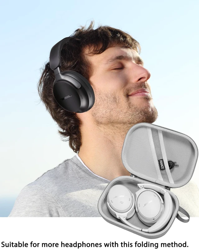 Alt view image 5 of 7 - Hard Storage Case Compatible with Bose QuietComfort, QC 45, QC45 SE, QC 35,QC 35 II, QC SE Headphones, Travel Carrying Bag. (Case Only)-Gray(Gray Lining)