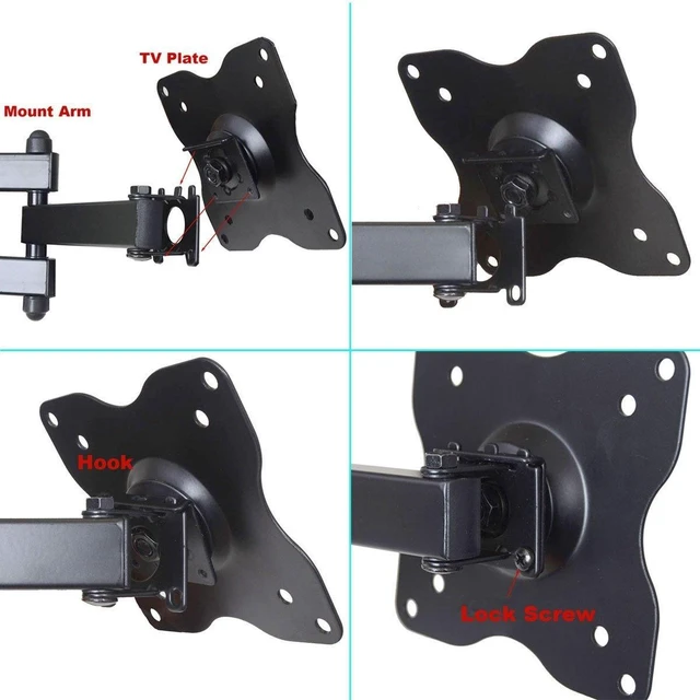 Alt view image 5 of 6 - TV Wall Mount Monitor Bracket with Full Motion Articulating Tilt Arm 15" Extension for Most 27" 30" 32" 35" 37" 39" 40" LCD LED TVs with VESA 200x200 ML14B WS2 (Pack of 2)