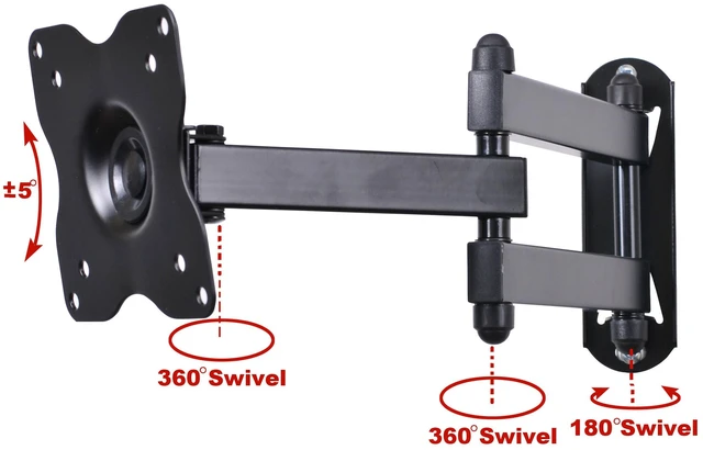 Alt view image 6 of 6 - TV Wall Mount Monitor Bracket with Full Motion Articulating Tilt Arm 15" Extension for Most 27" 30" 32" 35" 37" 39" 40" LCD LED TVs with VESA 200x200 ML14B WS2 (Pack of 2)