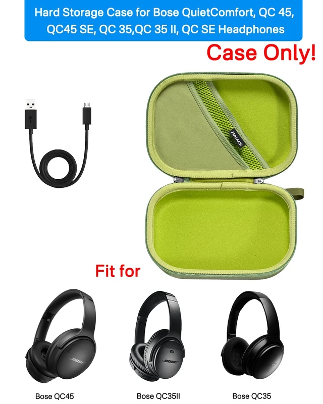 Alt view image 2 of 7 - Hard Storage Case Compatible with Bose QuietComfort, QC 45, QC45 SE, QC 35,QC 35 II, QC SE Headphones, Travel Carrying Bag. (Case Only)-Green