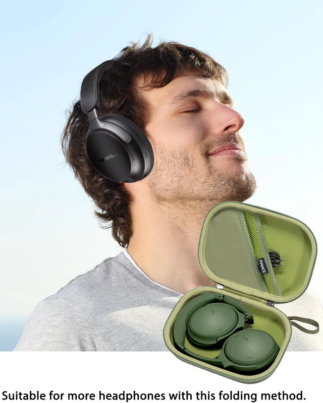 Alt view image 5 of 7 - Hard Storage Case Compatible with Bose QuietComfort, QC 45, QC45 SE, QC 35,QC 35 II, QC SE Headphones, Travel Carrying Bag. (Case Only)-Green