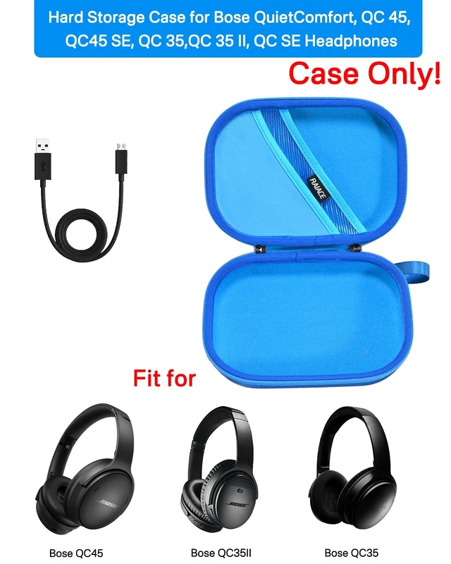Alt view image 2 of 7 - Hard Storage Case Compatible with Bose QuietComfort, QC 45, QC45 SE, QC 35,QC 35 II, QC SE Headphones, Travel Carrying Bag. (Case Only)-Blue