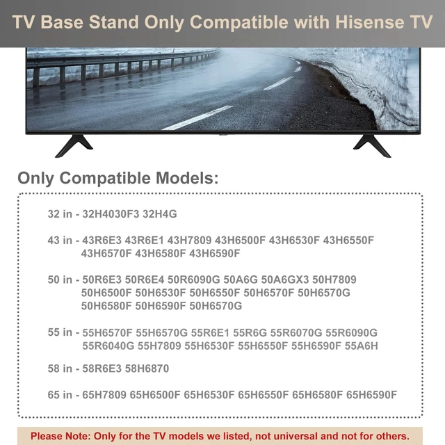 Alt view image 3 of 7 - TV Legs for Hisense TV Stand with Remote Compatible with Hisense Roku TV & Roku Players, Not for All, Base Stand for Hisense TV with Remote & Screws
