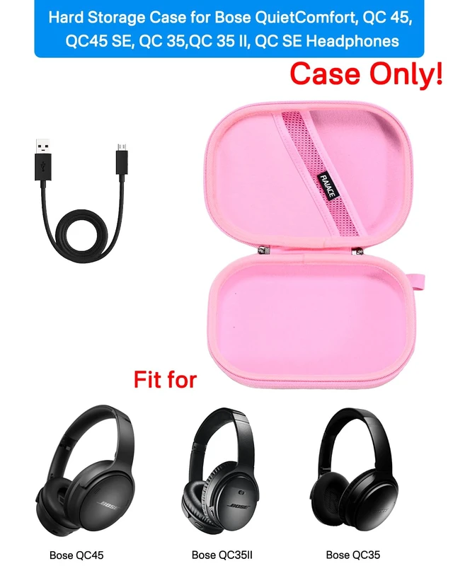 Alt view image 2 of 7 - Hard Storage Case Compatible with Bose QuietComfort, QC 45, QC45 SE, QC 35,QC 35 II, QC SE Headphones, Travel Carrying Bag. (Case Only)-Pink