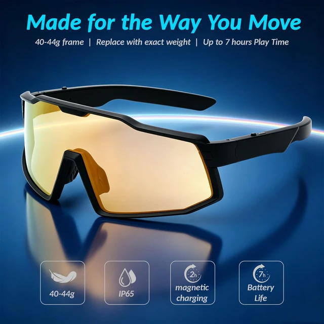 Alt view image 3 of 7 - AI Smart Glasses with Translation, Voice Assistant, Open-Ear Audio, Ultra Lightweight, 7-Hour Battery, IP65 Water Resistant Smart Eyewear for Travel Cycling Running Skiing Sports Work & Calls