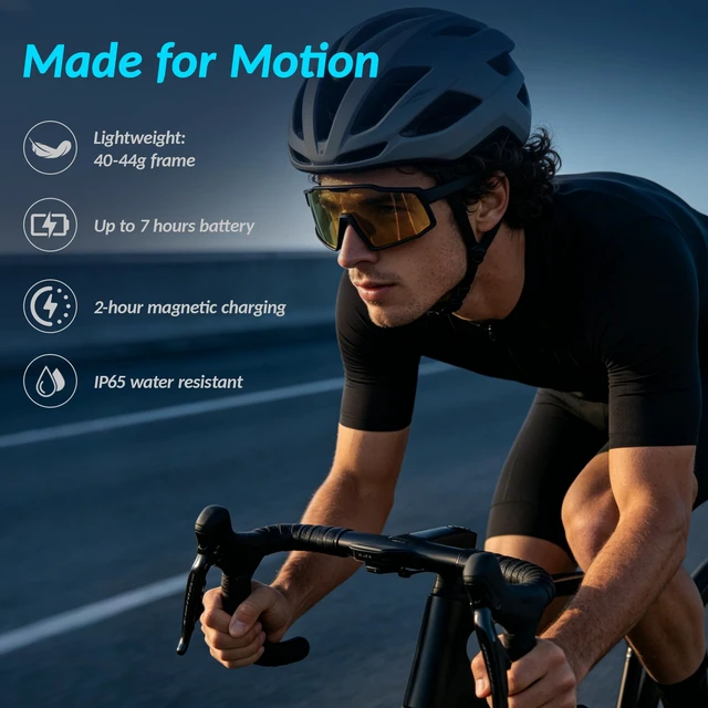 Alt view image 4 of 7 - AI Smart Glasses with Translation, Voice Assistant, Open-Ear Audio, Ultra Lightweight, 7-Hour Battery, IP65 Water Resistant Smart Eyewear for Travel Cycling Running Skiing Sports Work & Calls
