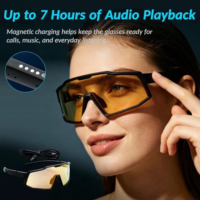 Alt view image 7 of 7 - AI Smart Glasses with Translation, Voice Assistant, Open-Ear Audio, Ultra Lightweight, 7-Hour Battery, IP65 Water Resistant Smart Eyewear for Travel Cycling Running Skiing Sports Work & Calls