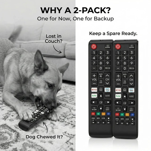 Alt view image 2 of 7 - Universal Remote for Samsung Smart TV 2 Pack No Setup, Batteries Included with Hotkeys for Netflix for Prime Video for Hulu BN59 Samsung TV Remote Control Replacement, Compatible with All Samsung TV