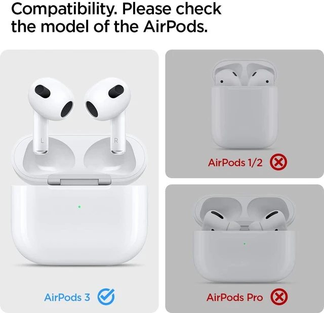 Alt view image 2 of 7 - Rugged Armor Designed for AirPods 3 Case (2021) TPU & PC Dual Layer Drop Protection, Included Carabiner - Charcoal Gray
