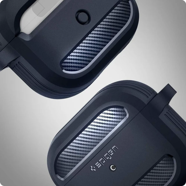Alt view image 3 of 7 - Rugged Armor Designed for AirPods 3 Case (2021) TPU & PC Dual Layer Drop Protection, Included Carabiner - Charcoal Gray