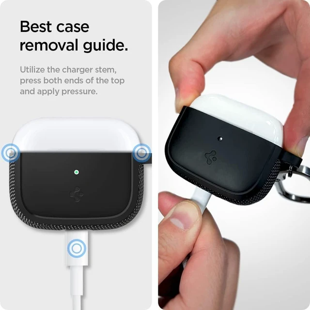 Alt view image 6 of 7 - Rugged Armor Designed for AirPods 3 Case (2021) TPU & PC Dual Layer Drop Protection, Included Carabiner - Charcoal Gray