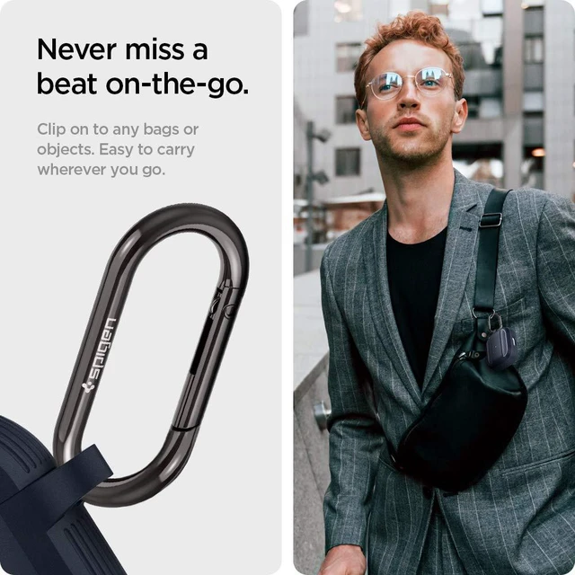 Alt view image 5 of 7 - Rugged Armor Designed for AirPods 3 Case (2021) TPU & PC Dual Layer Drop Protection, Included Carabiner - Charcoal Gray