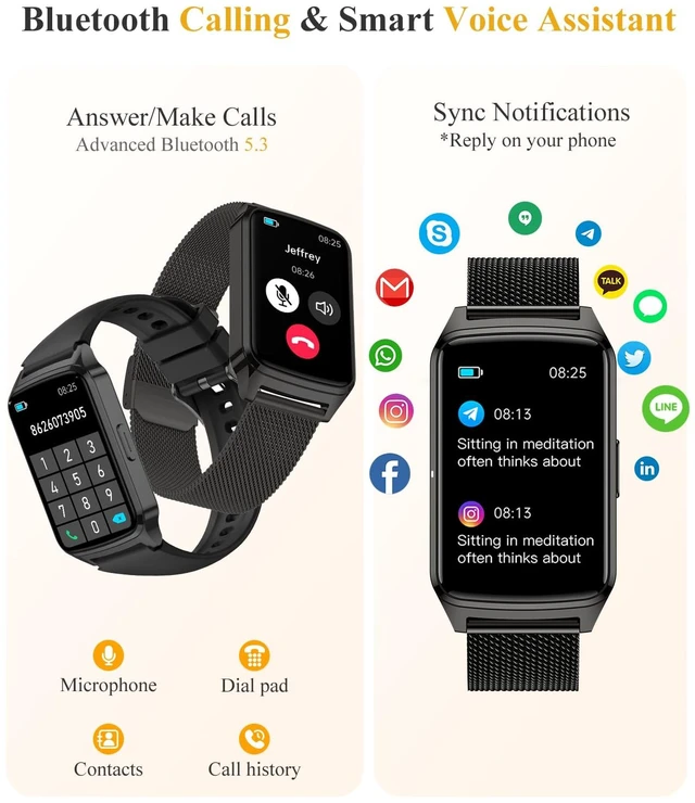Alt view image 4 of 7 - Fitness Activity Tracker for Women Men with Step Counter, Calorie/Distance/Sleep Monitor, IP68 Waterproof for Android iPhone, Silicone Smart Watch Smartwatch with 110+ Sport Modes (Black)